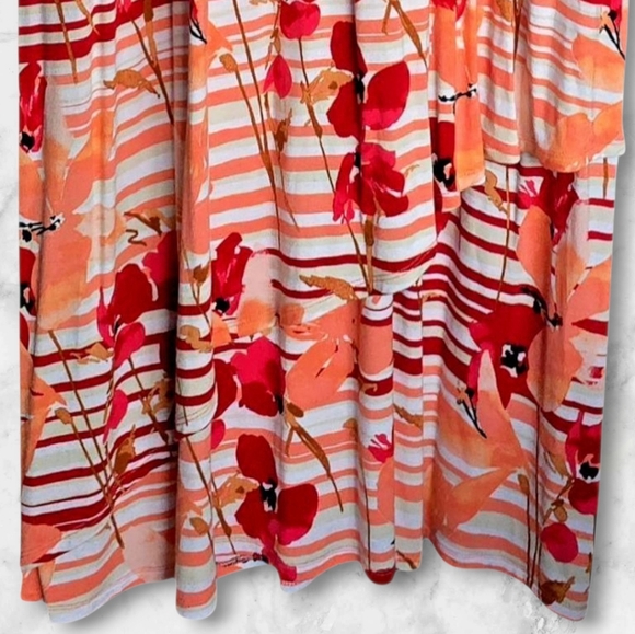 LANE BRYANT Coral Red Abstract Print Summer Flowy Midi Dress Size 14/16 Plus - Picture 13 of 16